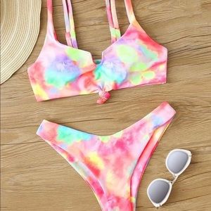 Tie Dye Knot High Wasted Bikini